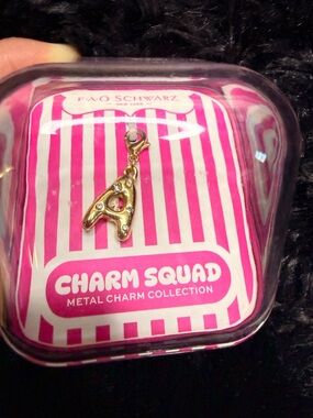 FAO Schwarz Gold Letter A Charm with Clear Crystals